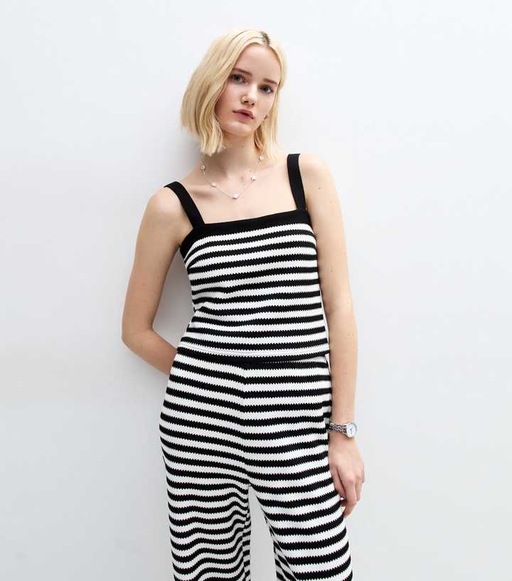Black Textured Stripe Cropped Vest