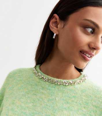 Sunshine Soul Green Gem Embellished Jumper