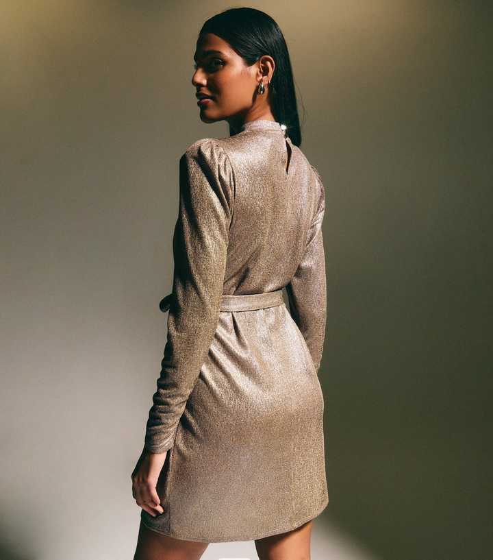 slim fit dress slacks Betsy & Adam Women's Long Ruched Off-The-Shoulder Gown - Gold main image 1