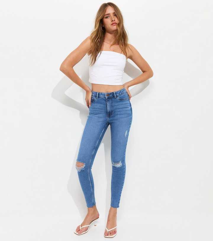 Blue Ripped Hallie Skinny Jeans 