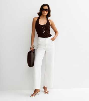White Adalae High Waisted Wide Leg Jeans