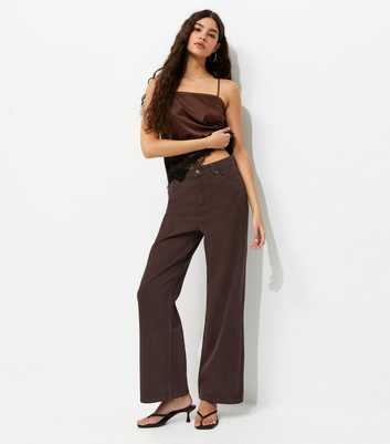 Dark Brown Adalae High Waisted Wide Leg Jeans
