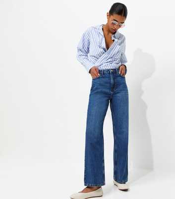 Blue Adalae High Waisted Wide Leg Jeans