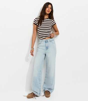 Light Blue Bleached Adalae High Waisted Wide Leg Jeans
