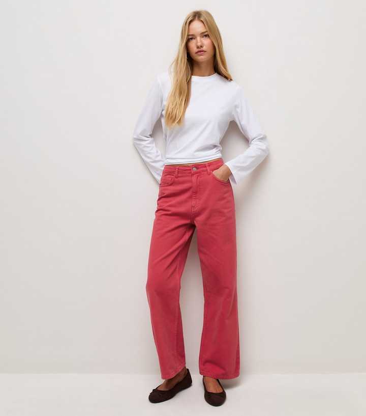 Bright Red Adalae High Waisted Wide Leg Jeans