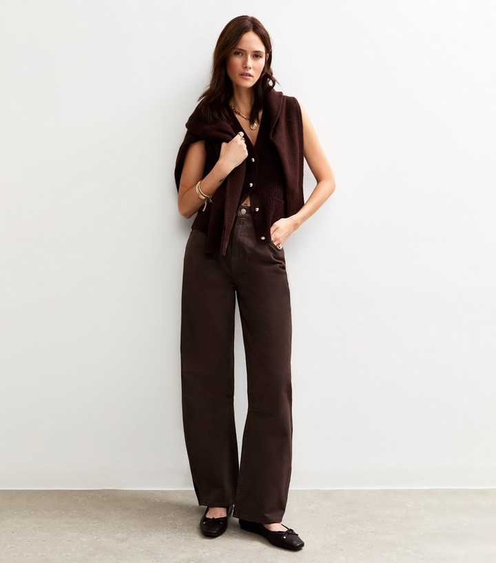 Dark Brown Long Barrel Leg Jeans