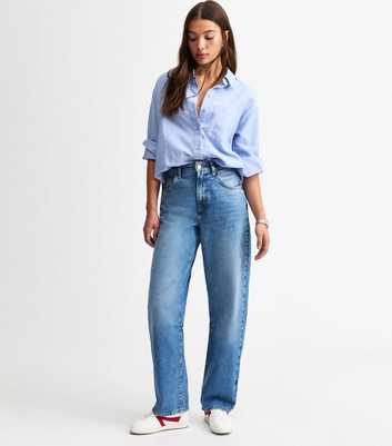 Blue Long Barrel Leg Jeans