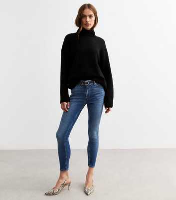 Blue Mid Rise Skinny Jeans