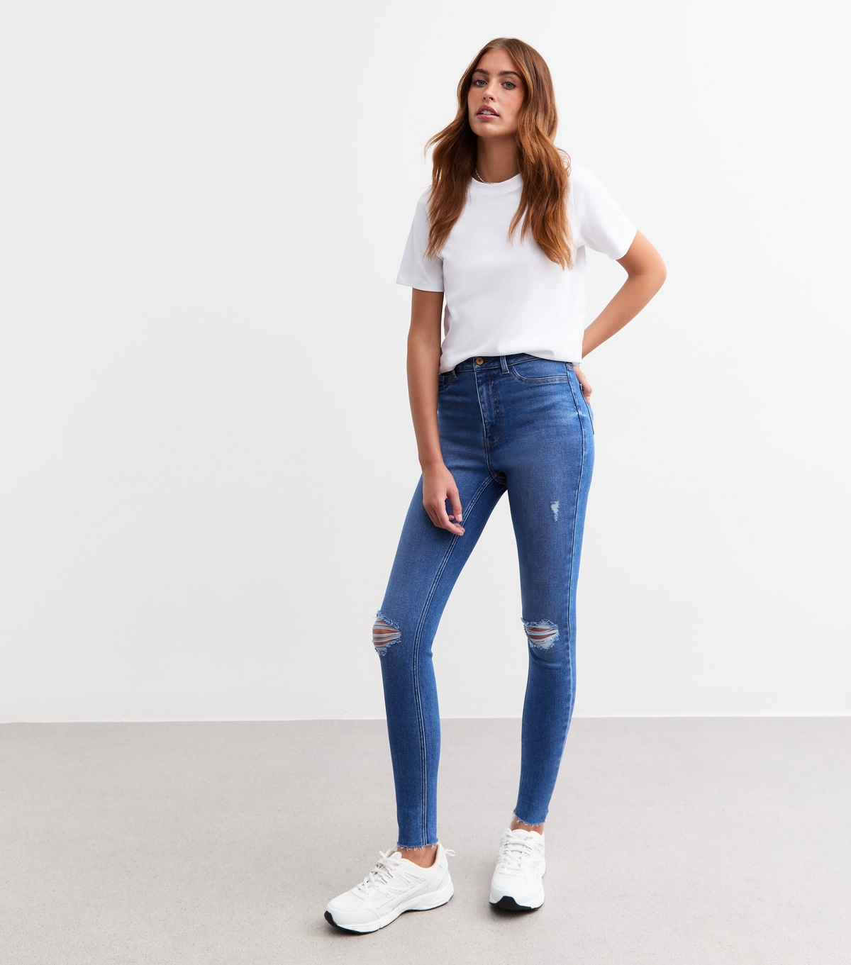 Women's Tall Blue Ripped Skinny Jeans New Look