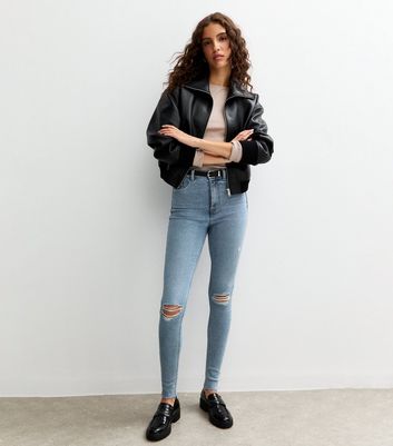 Tall Blue Ripped Knee Skinny Jeans | New Look