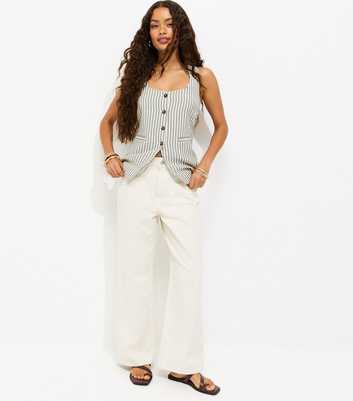 Petite Off White Wash High Waist Adalae Wide Leg Jeans