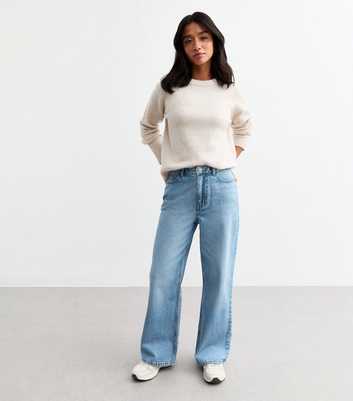 Petite Blue Adalae High Waisted Wide Leg Jeans