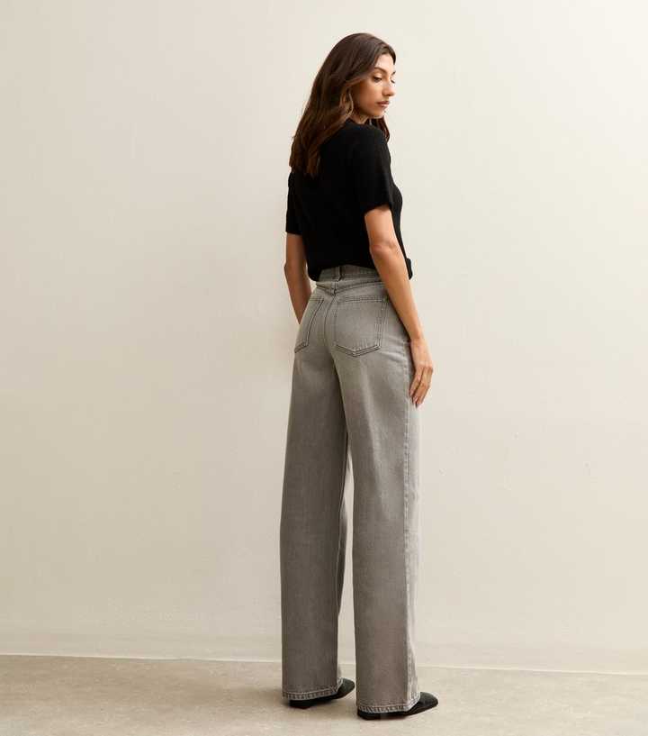 Tall Light Grey High Waist Adalae Wide Leg Jeans New Look - Main Image