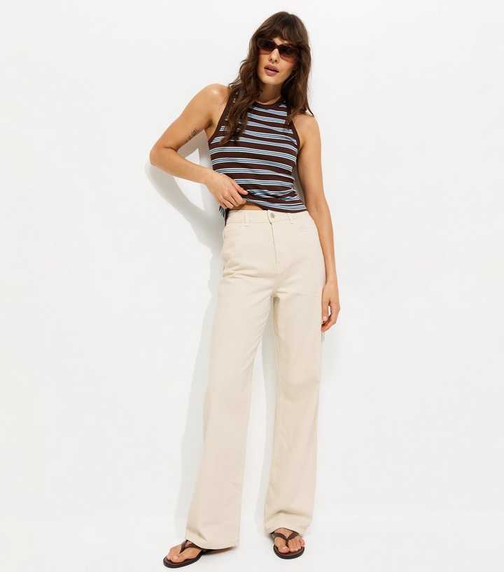 Tall Off White High Waist Adalae Wide Leg Jeans