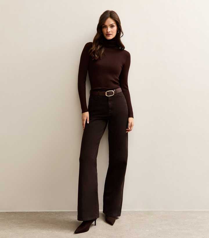 Tall Dark Brown High Waist Adalae Wide Leg Jeans