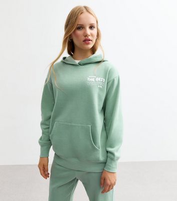 Girls Green Best Version Of Me Hoodie New Look