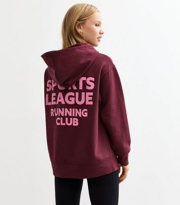 Girls Burgundy Sports League Hoodie New Look