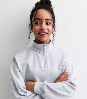 Girls Grey Quarter Zip Sweatshirt