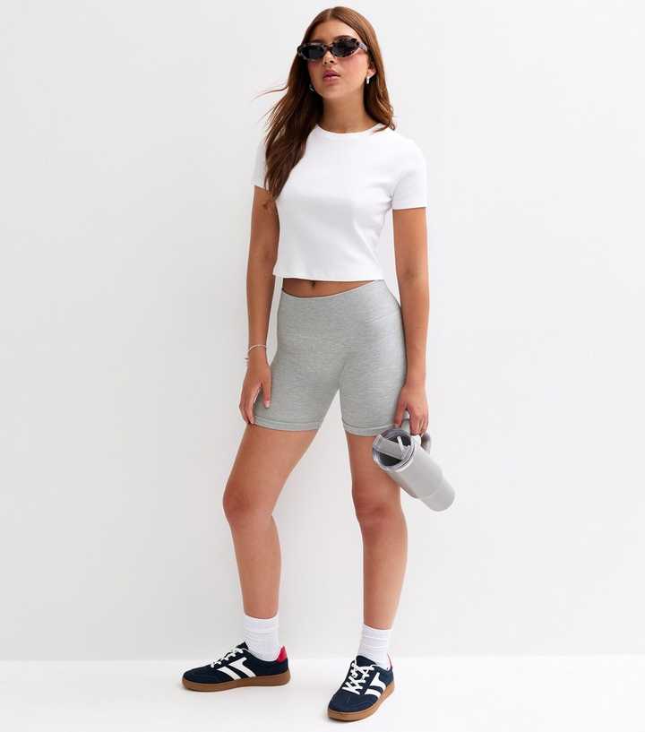 Girls Grey Ribbed Cycling Shorts