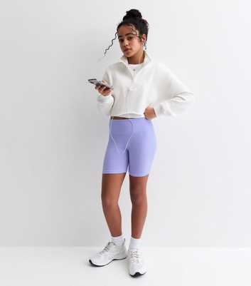 Girls Lilac Ribbed Cycling Shorts