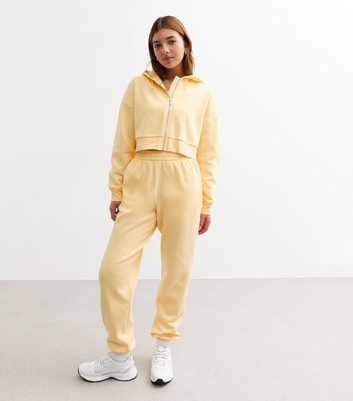 Girls Yellow Cuffed Jersey Joggers