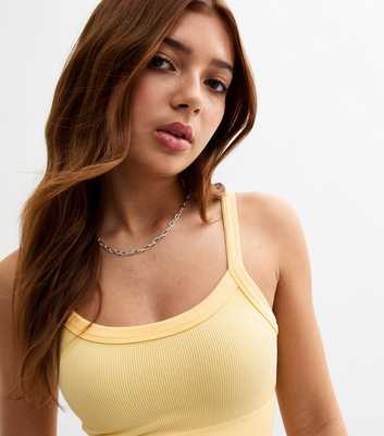 Girls Yellow Ribbed Cropped Vest