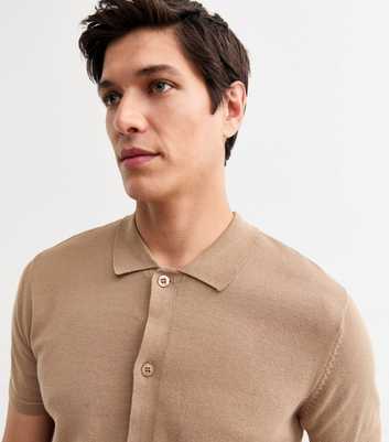 Brown Regular Lightweight Knit Button Up Top