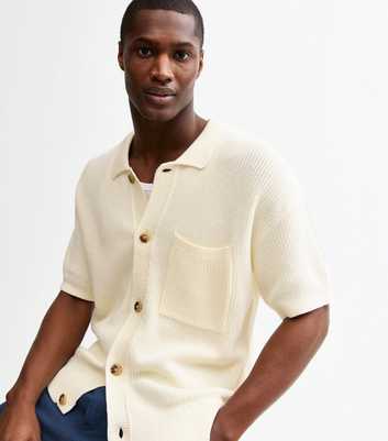 Off White Relaxed Fisherman Knit Polo Top