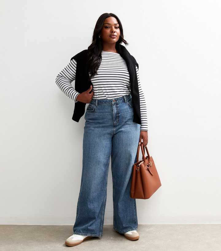 Curves Blue Adalae High Waist Wide Leg Jeans