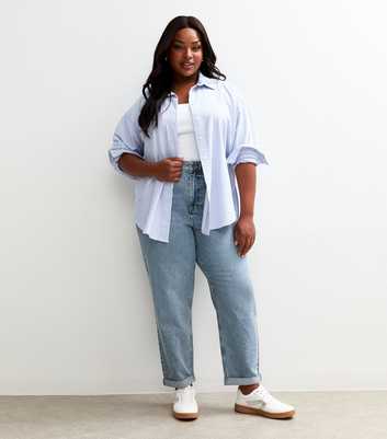Curves Blue High Waisted Mom Jeans