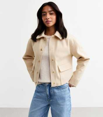 Petite Cream Cropped Shacket