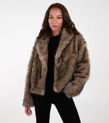 Blue Vanilla Brown Faux Fur Jacket