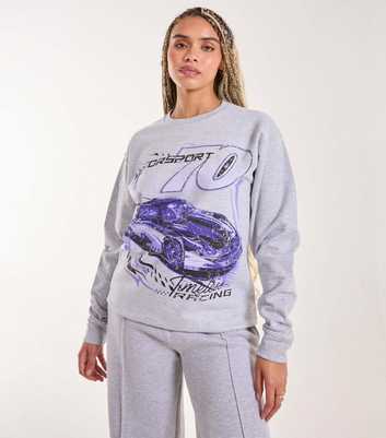 Pink Vanilla Grey Motorsport Print Jersey Sweatshirt