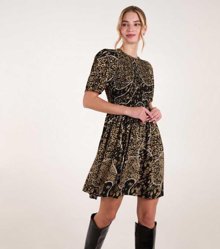 Blue Vanilla Black Shirred Mini Dress | New Look