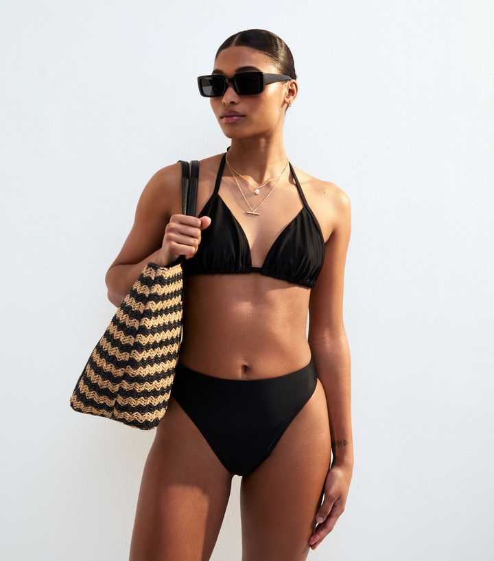 Mix and Match Black Basic High Leg High Waisted Bikini Bottoms