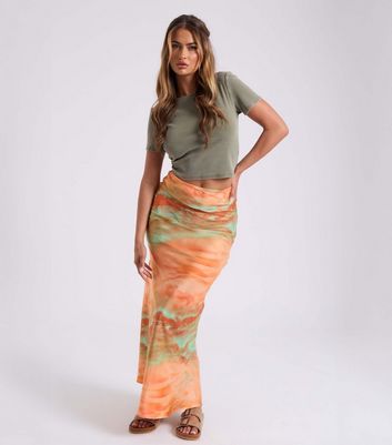 Urban Bliss Orange Tie Dye Maxi Skirt