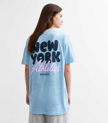 Blue Oversized New York Backprint T-Shirt