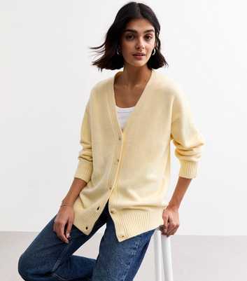 Light Yellow Oversized Midweight Knit Cardigan