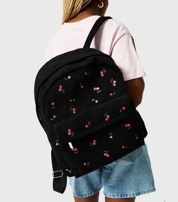 Skinnydip Black Cherry Embroidered Backpack 