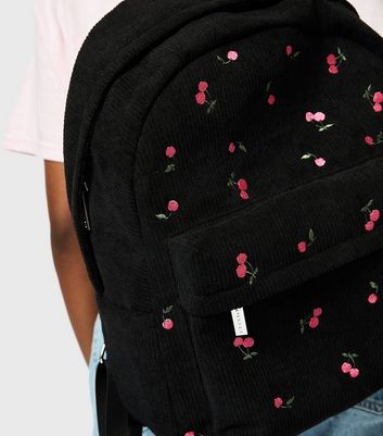 Skinnydip Black Cherry Embroidered Backpack New Look