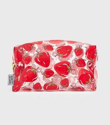 Skinnydip Clear Strawberry Bow Print Make Up Bag