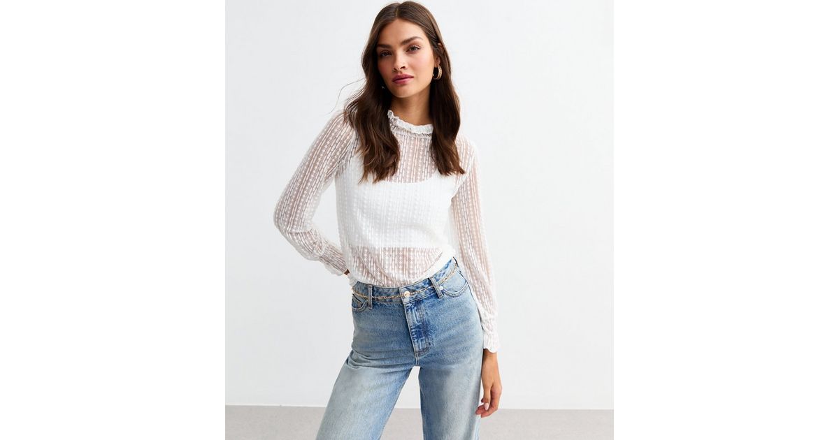 White Ruffle Lace Top  - (Small - 3X)