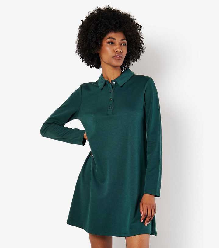 Apricot Green A-Line Mini Polo Shirt Dress | New Look