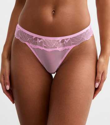 Pink Lace Insert Thong