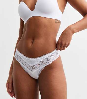 White Lace Trimmed Micro Thong