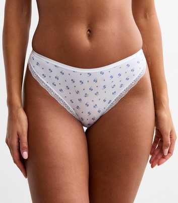 White Ditsy Print Brazilian Briefs