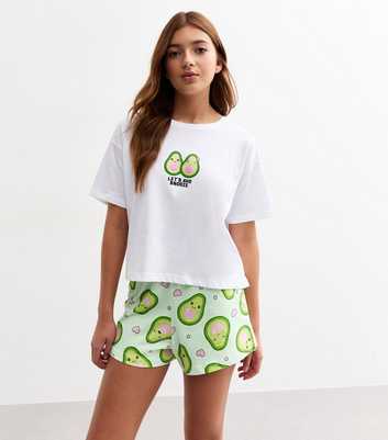 Girls White Avocado Print Pyjama Set 