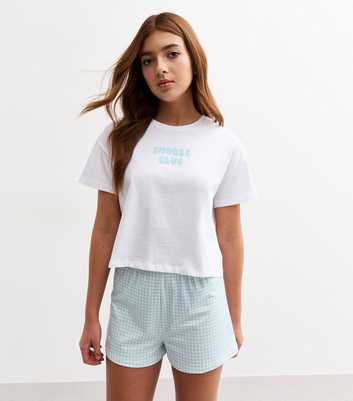 Girls White Shorts and T-Shirt Pyjamas