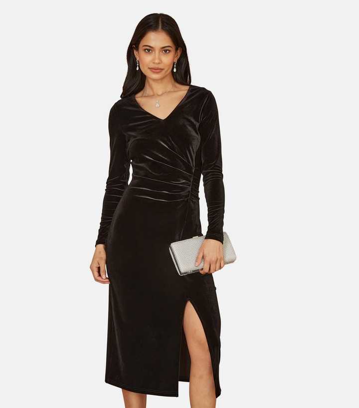green emerald velvet dress Amazon.com: Black Velvet Bodycon Long Dress Women's Mock Neck Velvet  Backless Ruched Split Evening Formal Maxi Dress : Clothing, Shoes & Jewelry