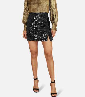 Yumi Black Sequin Mini Skirt